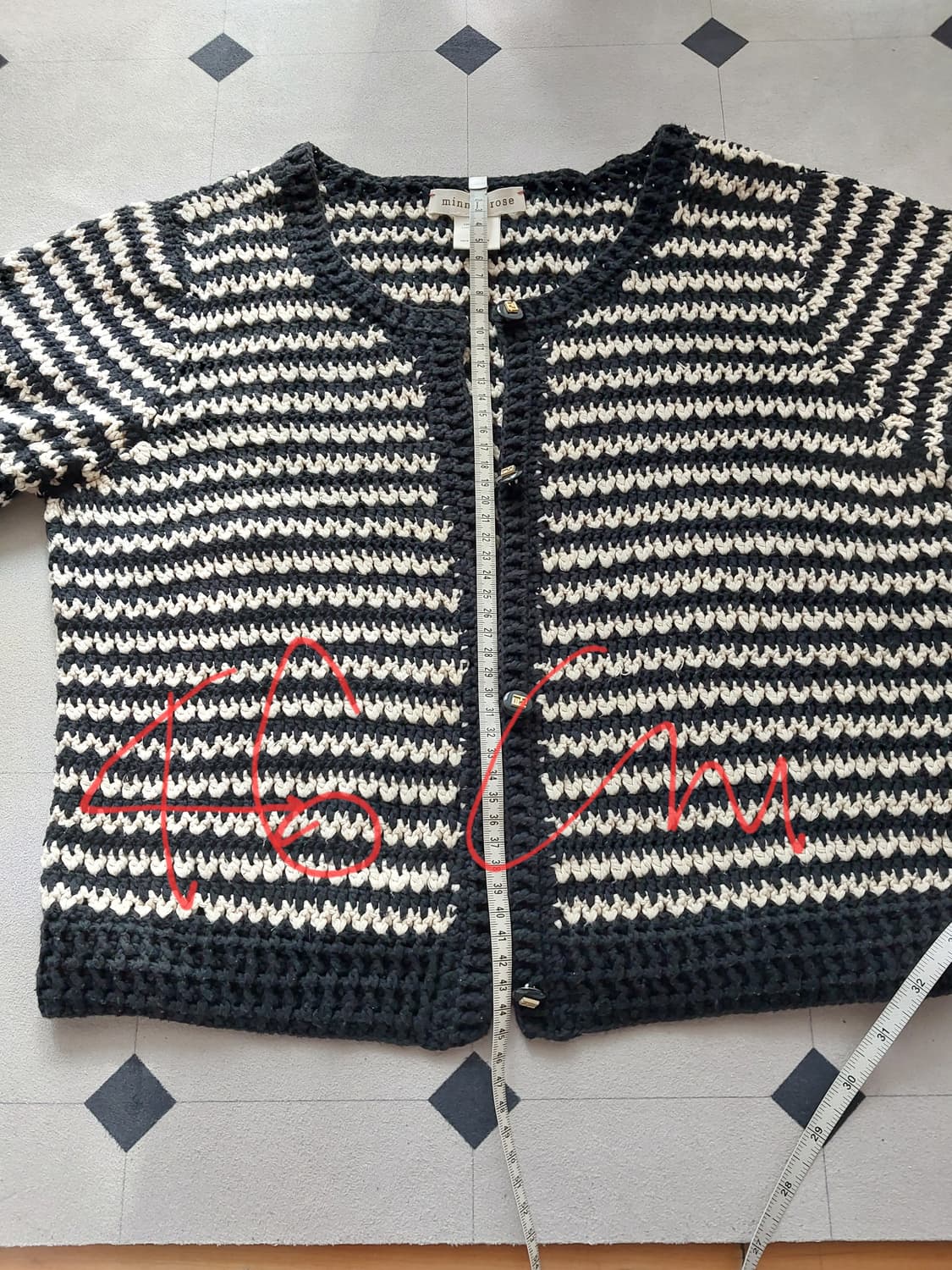 스트라이프 크롭 니트 반팔 가디건 S 상품이미지8