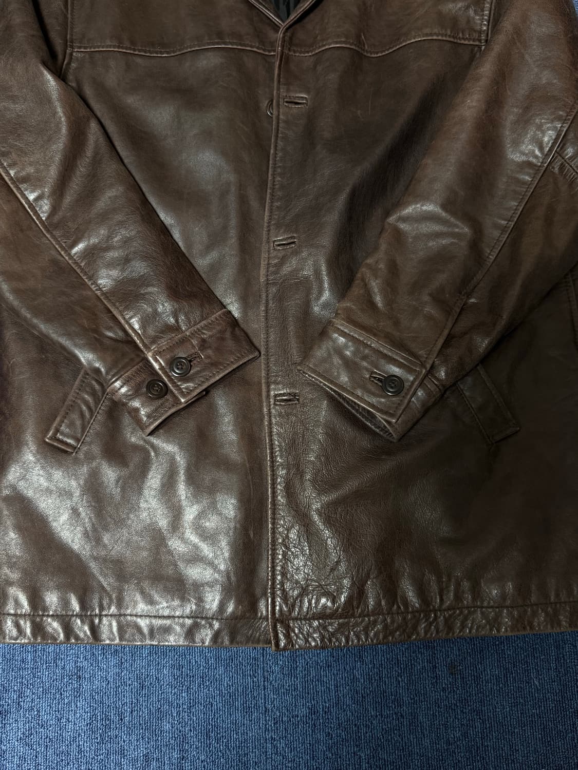 [M] 90s 올드 갭 레더 카코트 브라운 상품이미지3