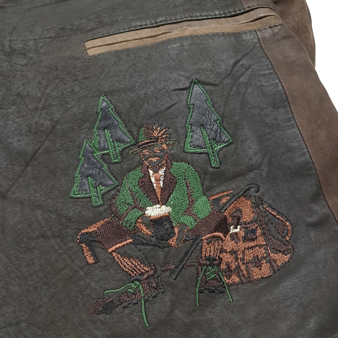 CL334 XL 80s 서독판 가죽 패치워크자수 브라운 자켓 아우터 상품이미지7