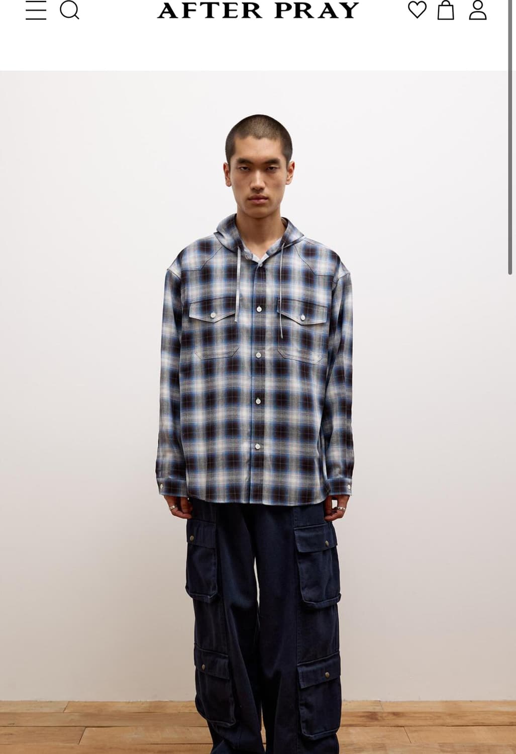애프터 프레이 인기제품 웨스턴체크 후드셔츠 M 상품이미지1
