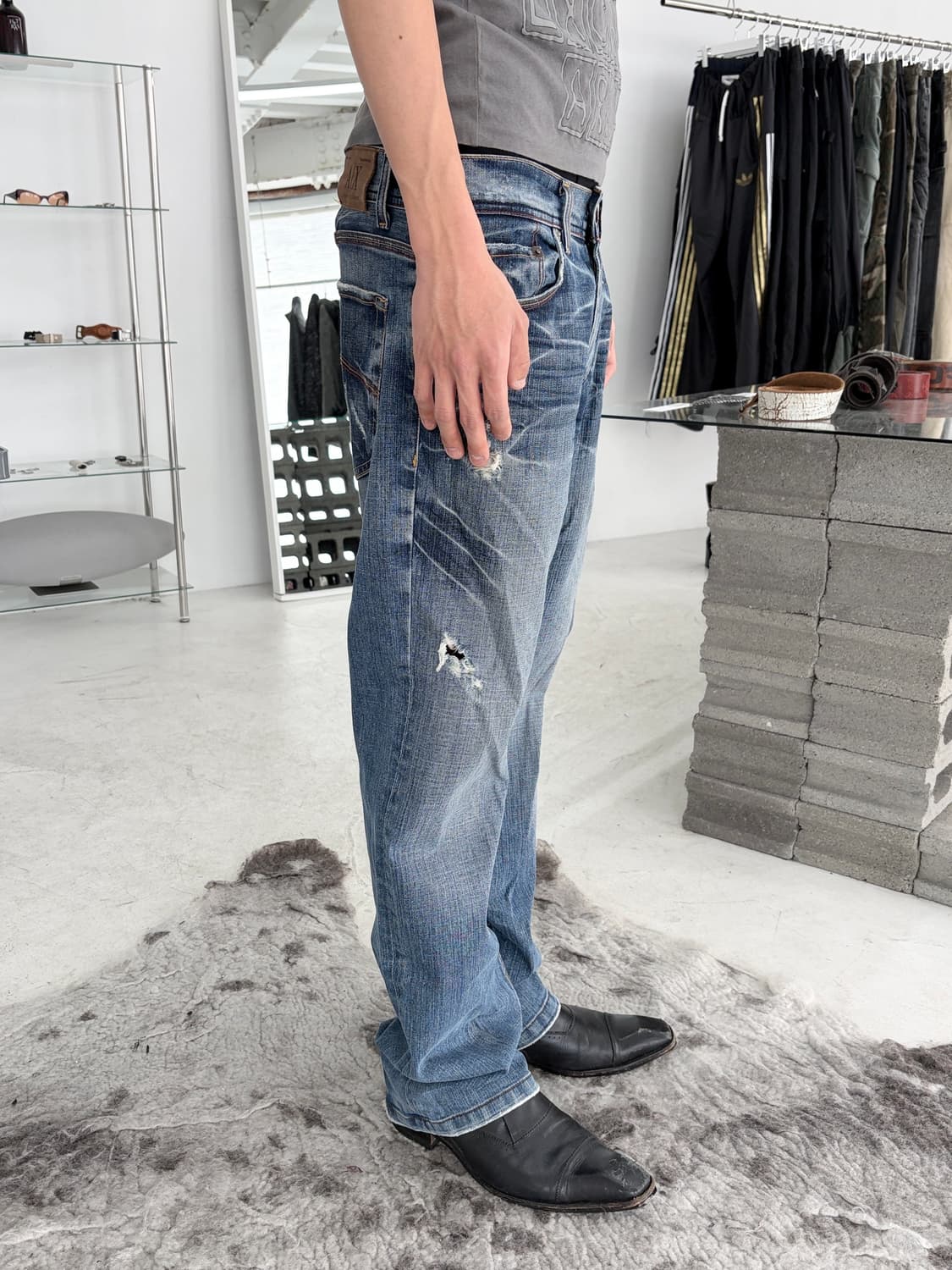 2000‘s 아르마니 크랙 워시드 데님 팬츠 상품이미지5