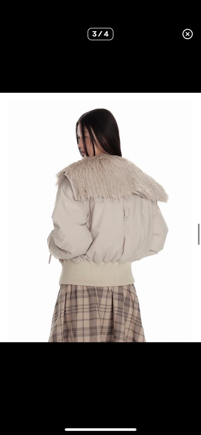 JIKOO 베이지 퍼 숄 패딩 상품이미지3