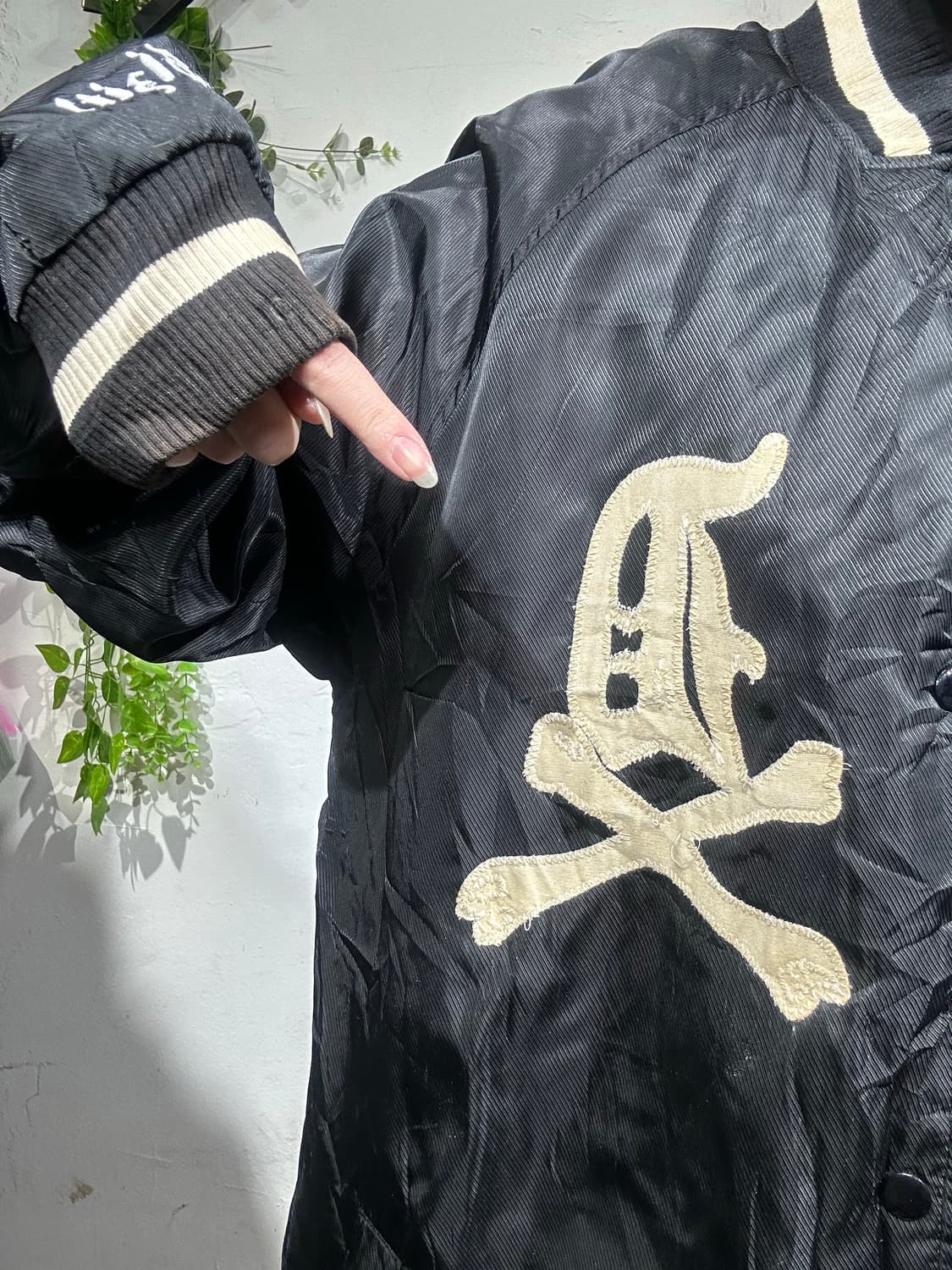 일본 빈티지 블랙 점퍼 빅 로고 자켓 XL 상품이미지6