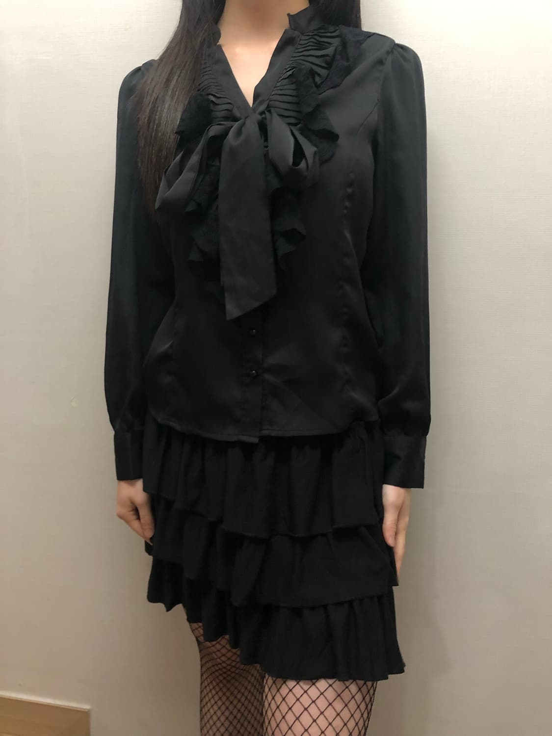 빈티지 블랙 프릴 블라우스 상품이미지5