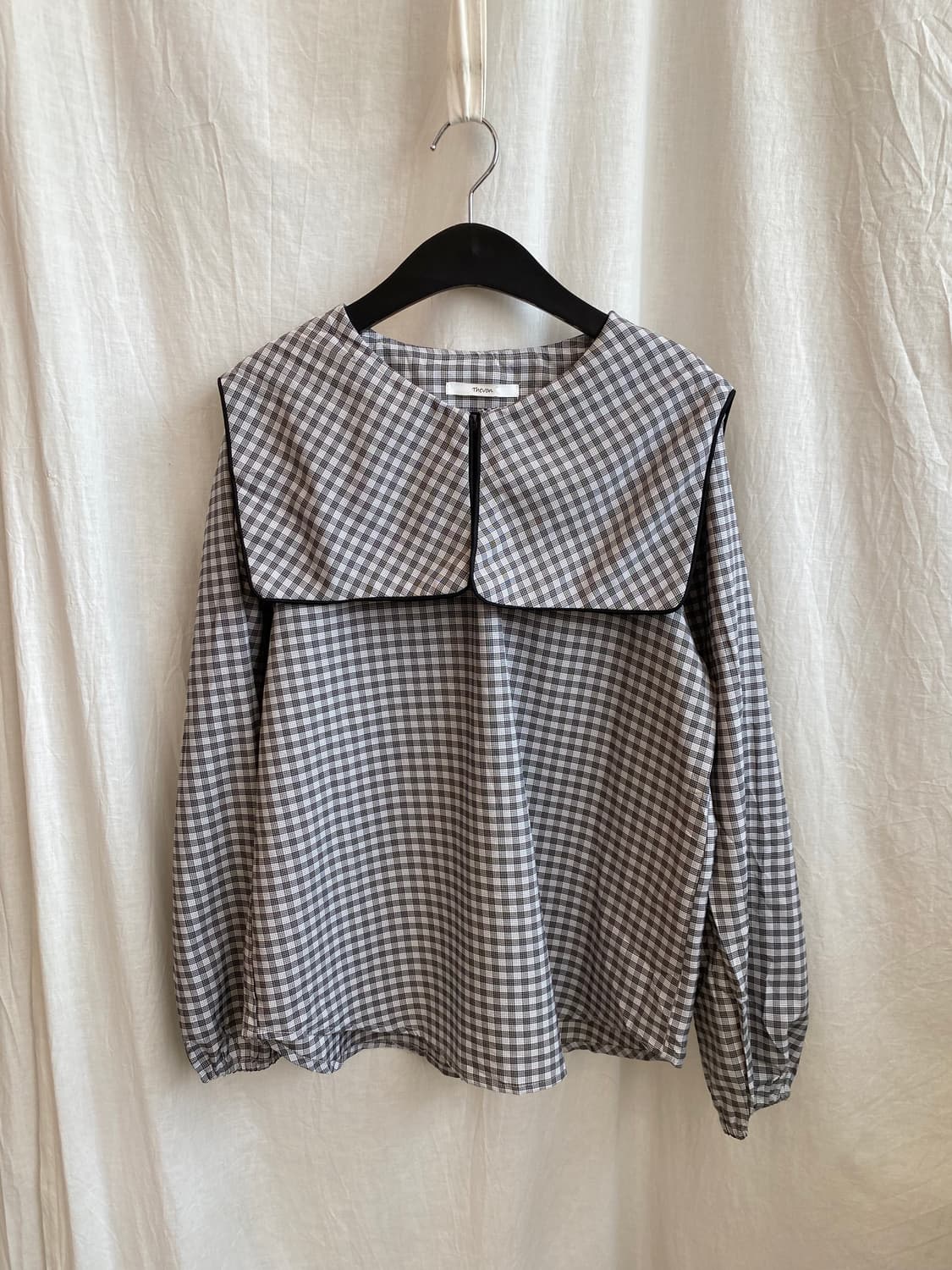 THEVON 체크 스퀘어카라 블라우스(M-L) 상품이미지1