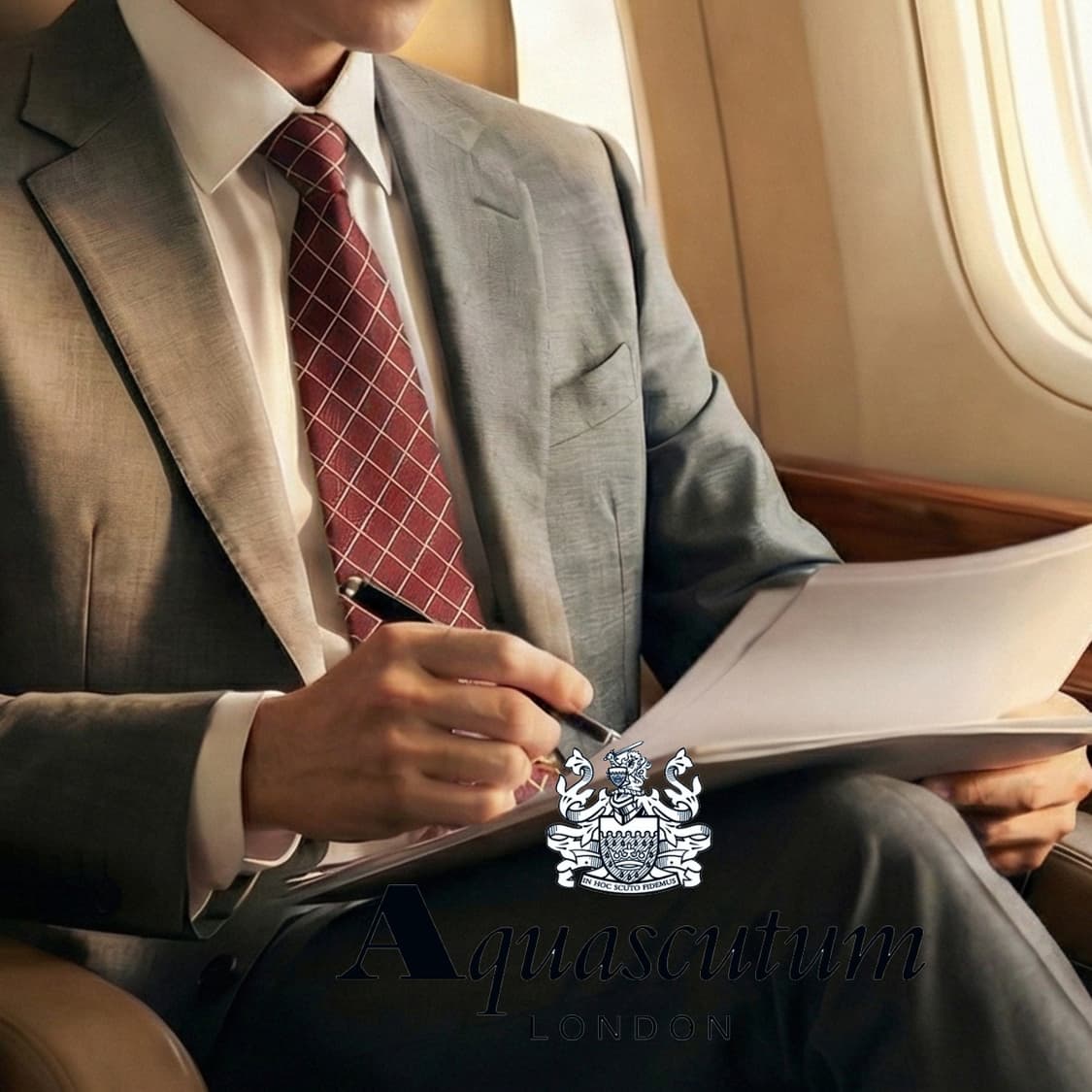 아쿠아스큐텀 실크 버건디 체크 패턴 넥타이 9.3cm A등급 A19742 상품이미지9