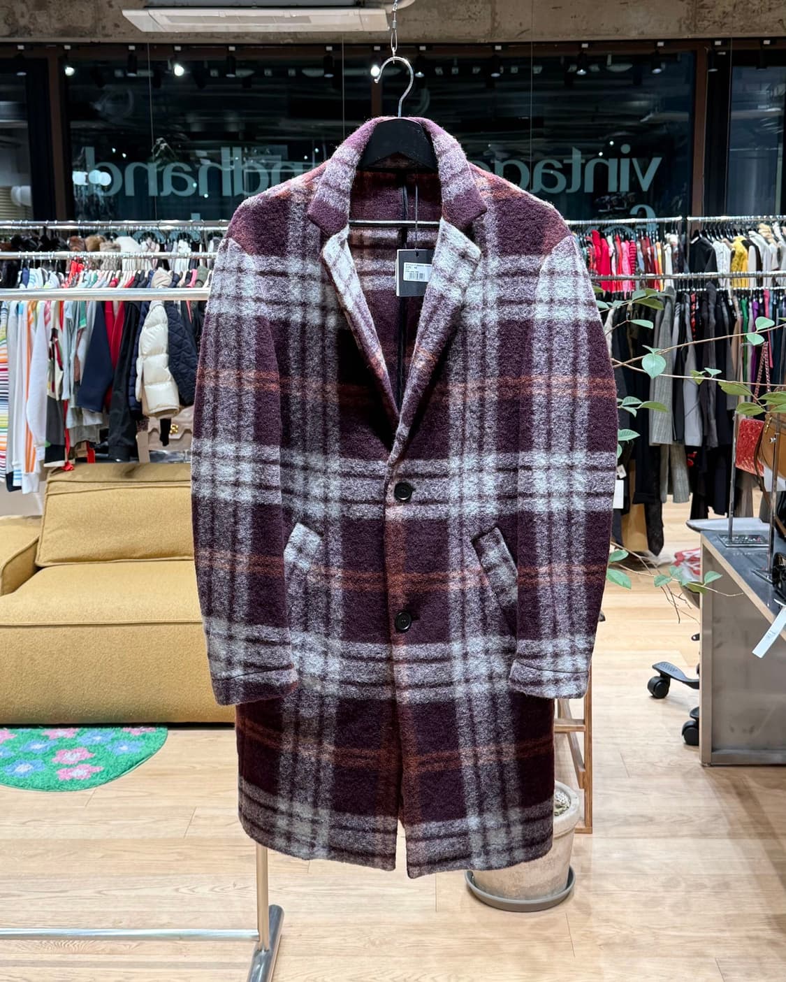 데이비드 나만 퍼플 체크 패턴 라나버진 울 자켓  상품이미지1