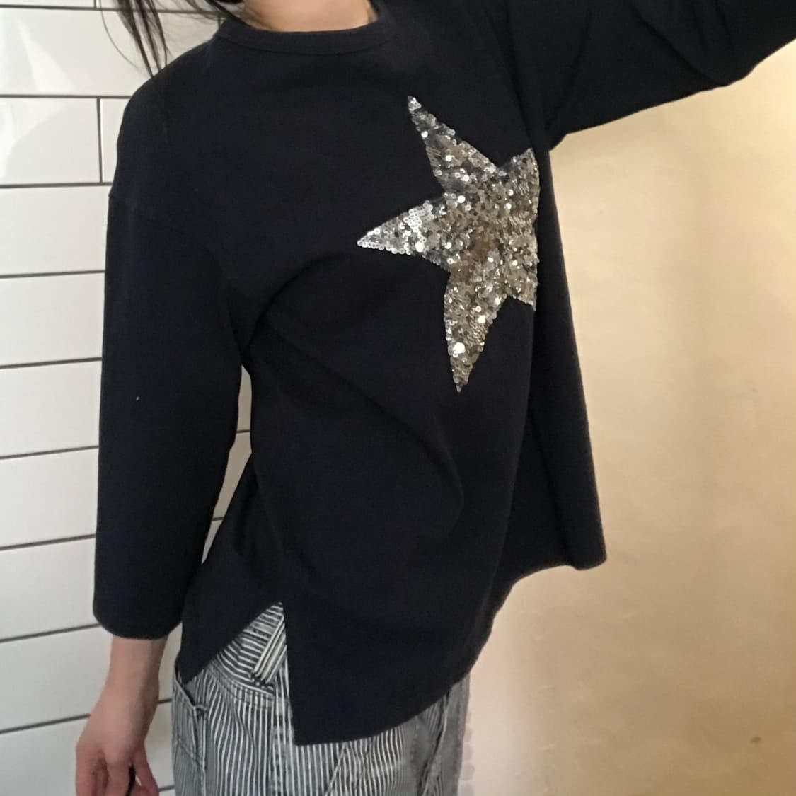 빈티지 스타 스팽글 스웨트셔츠 상품이미지2