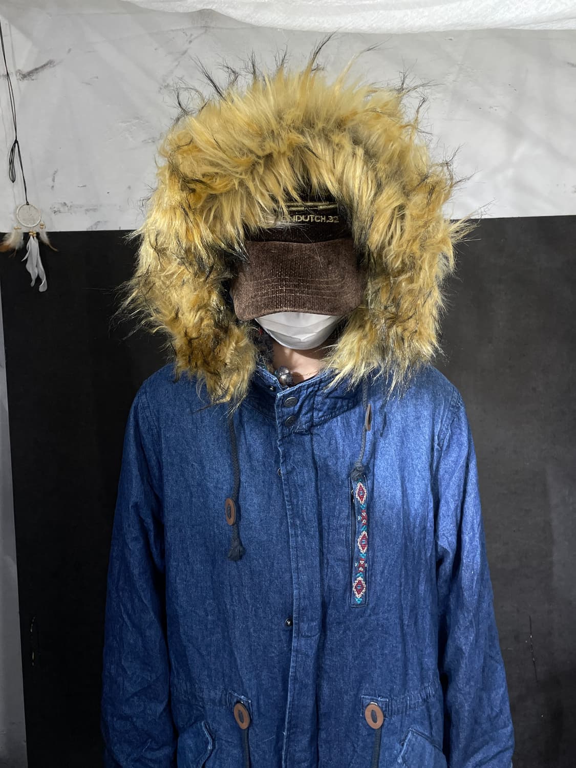 일본빈티지 titicaca 울프죠 퍼 후드 롱 개파카 야상 자켓 M 상품이미지4