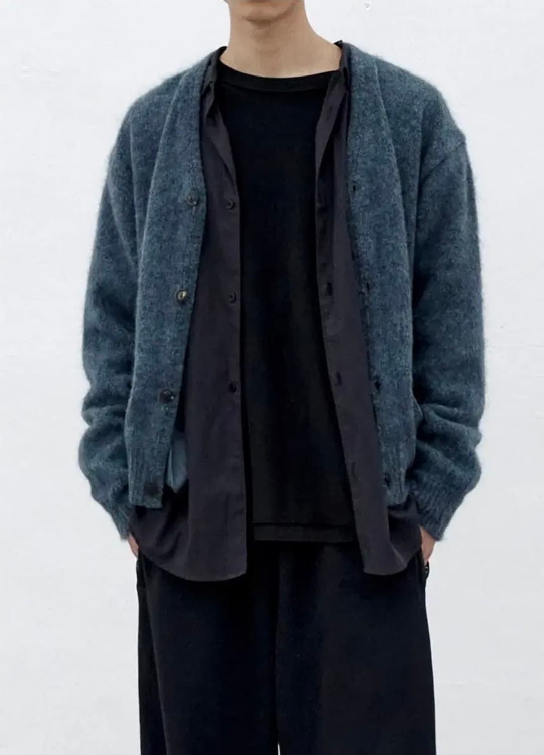 폴리테루 모헤어 가디건 블루 4 상품이미지2