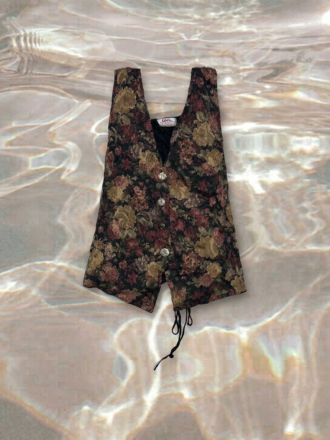 빈티지 브라운 플로럴 패턴 오리엔탈 조끼 상품이미지1