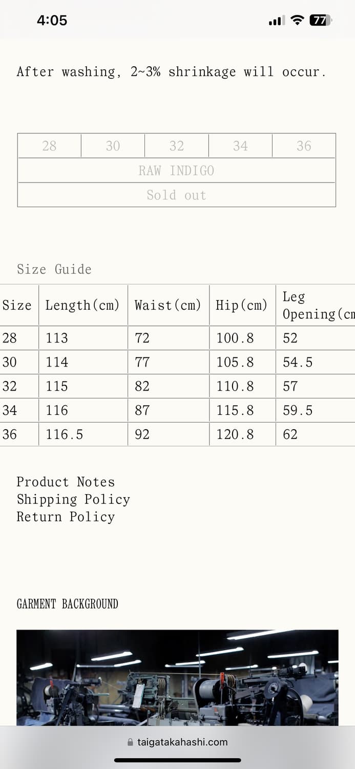 Taiga Takahashi lot704 raw denim 34 상품이미지4