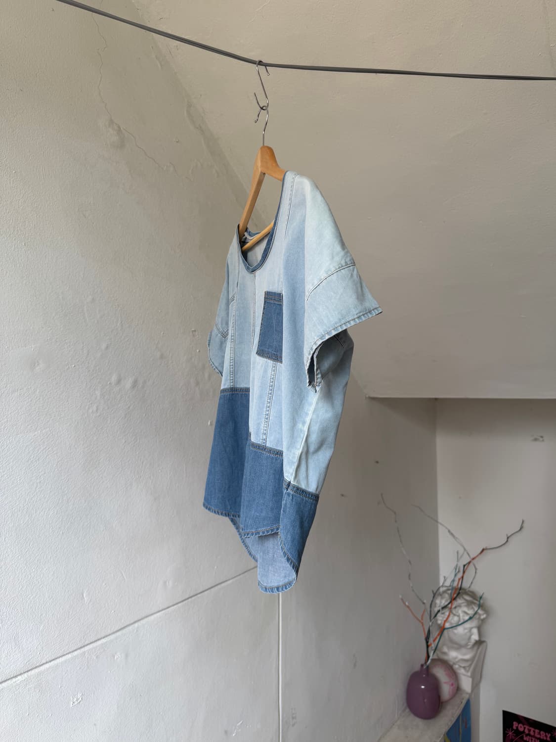 데님 패치워크 크롭 티셔츠 상품이미지4