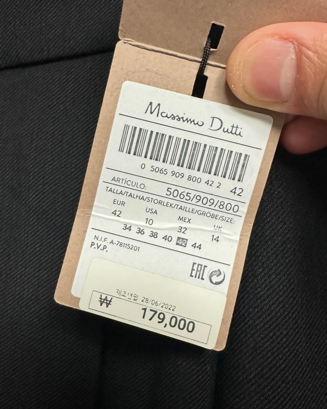 (새상품) 마시모두띠(Massimo Dutti) 블랙 와이드 슬랙스 42 상품이미지10