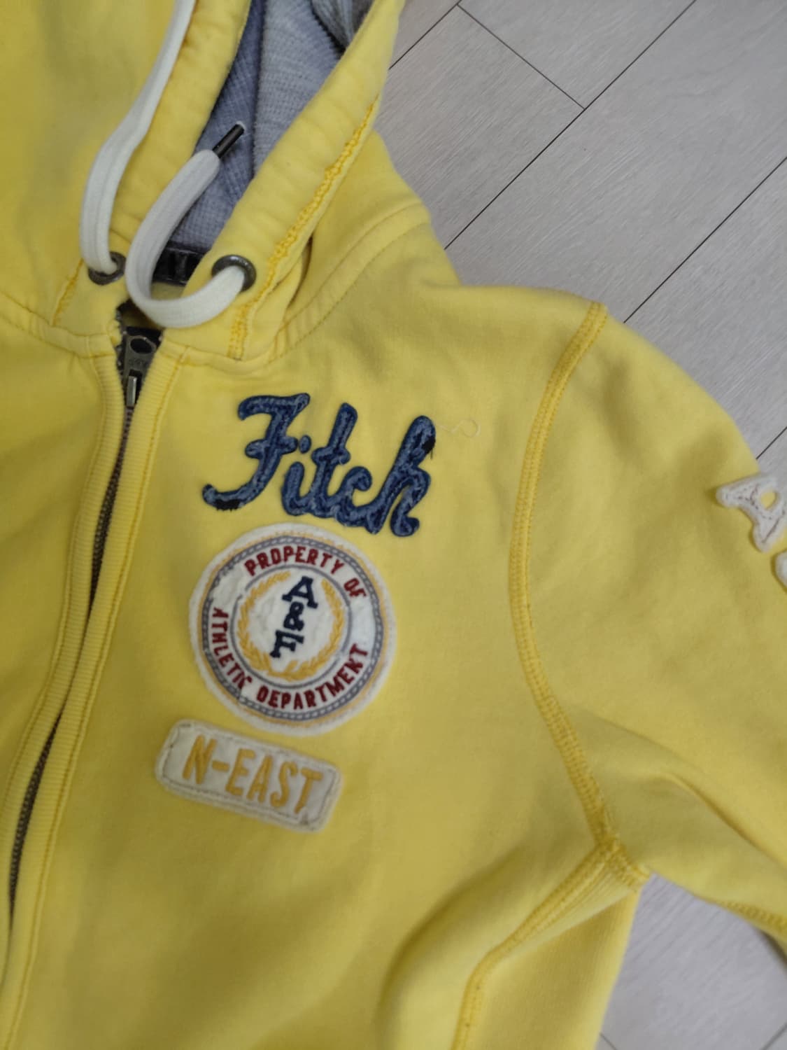 투웨이 지퍼 아베크롬비 슬림핏 후드집업 노랑 옐로우 착샷있음 상품이미지3