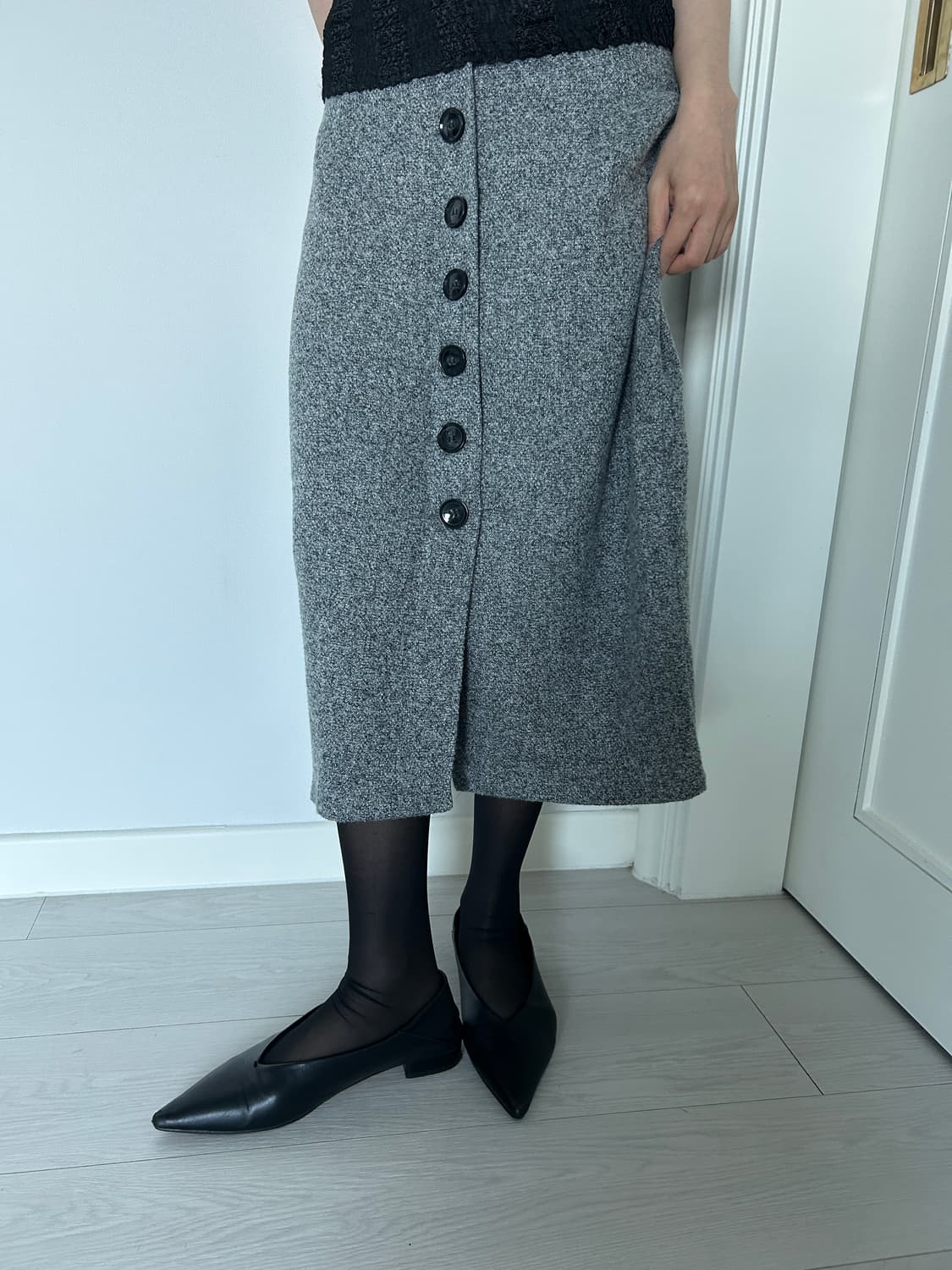 Grey Button Midi Skirt / 빈티지 버튼 미디 스커트 상품이미지4