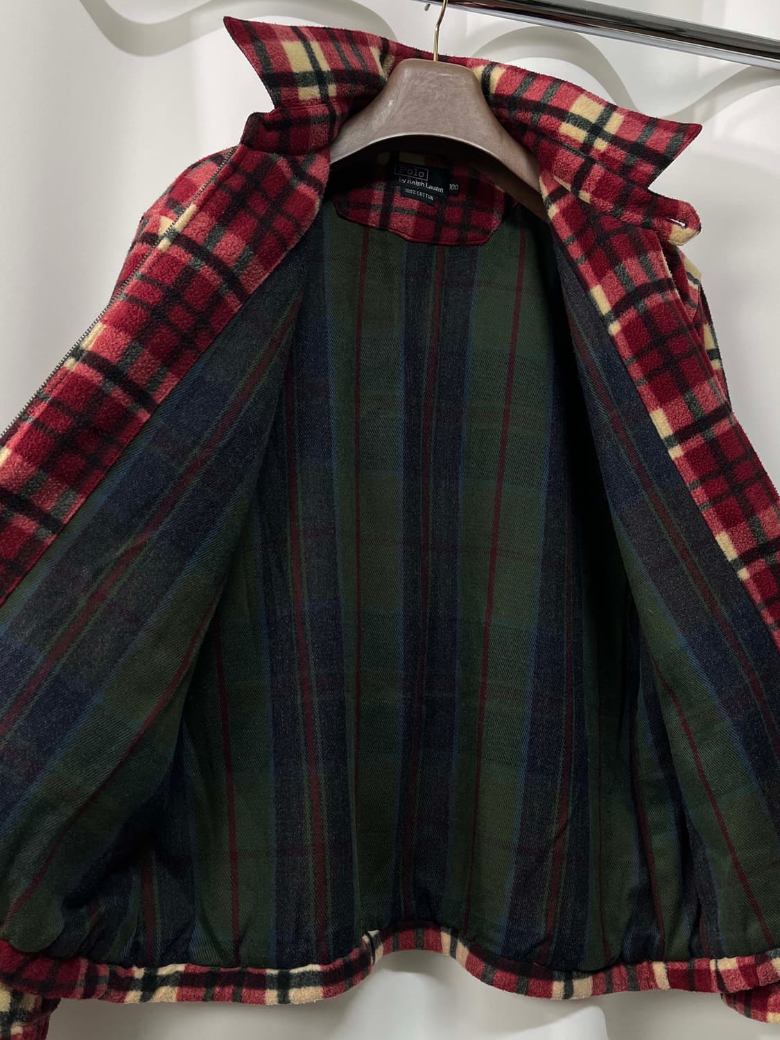 90's 폴로 랄프로렌 타탄 블랙와치 플리스 스윙탑 자켓 상품이미지3