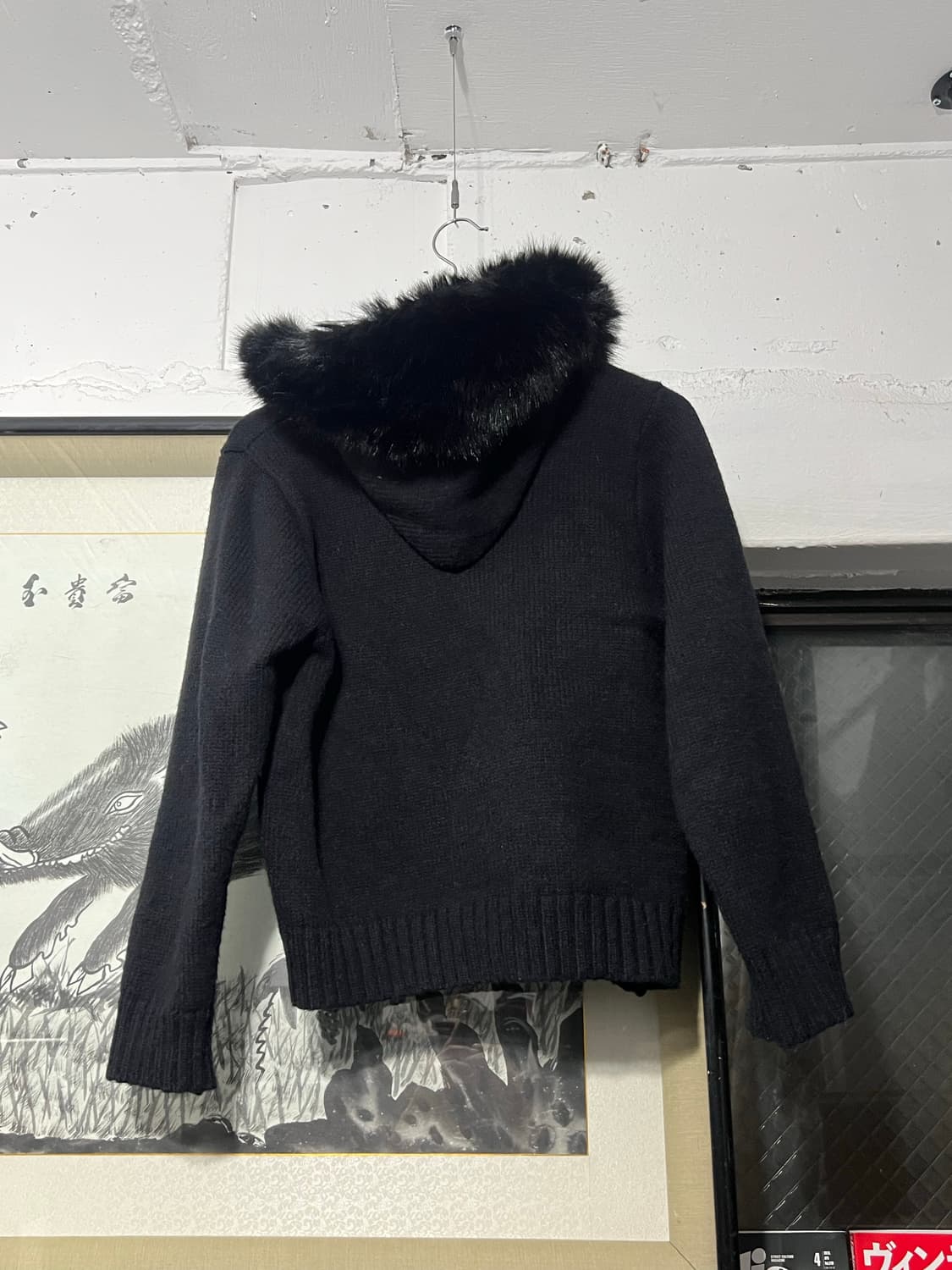 투웨이 블랙 퍼 후드집업 상품이미지5