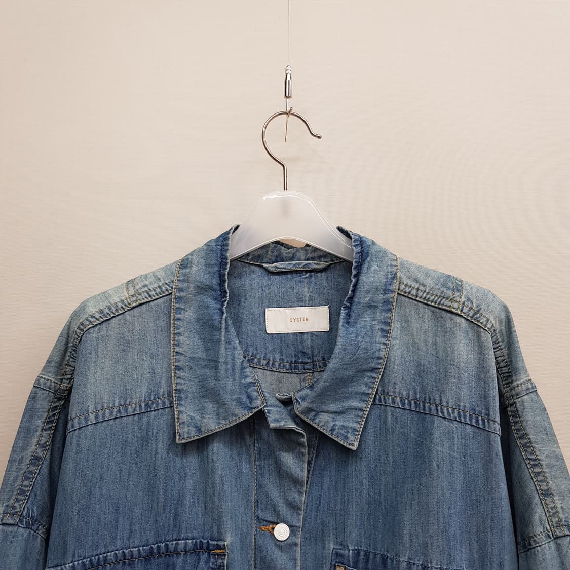 한섬 시스템 2021 오버핏 워시드 데님 셔츠 자켓 82-94-160 상품이미지4