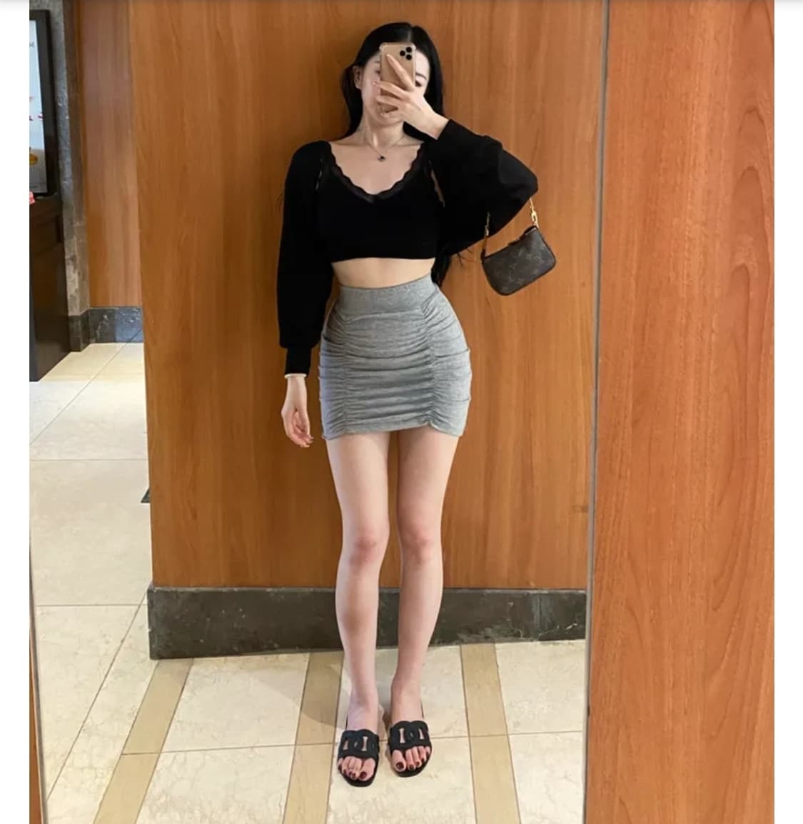 택달린새옷)밴딩셔링미니스커트 상품이미지4