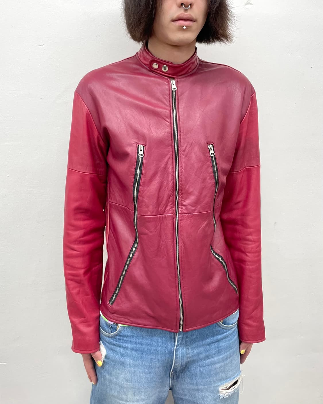 2 Closer Red Retro Biker Jacket  상품이미지3