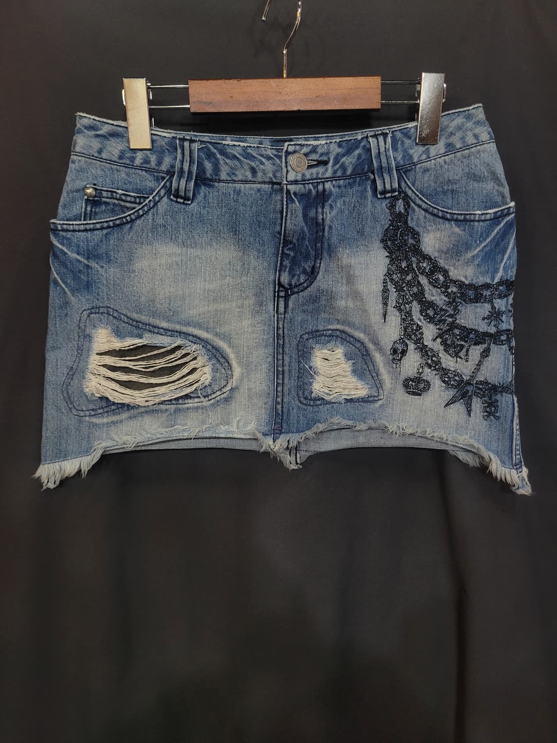 ALGONQUINS 빈티지 스컬 펑크 데님스커트 상품이미지1