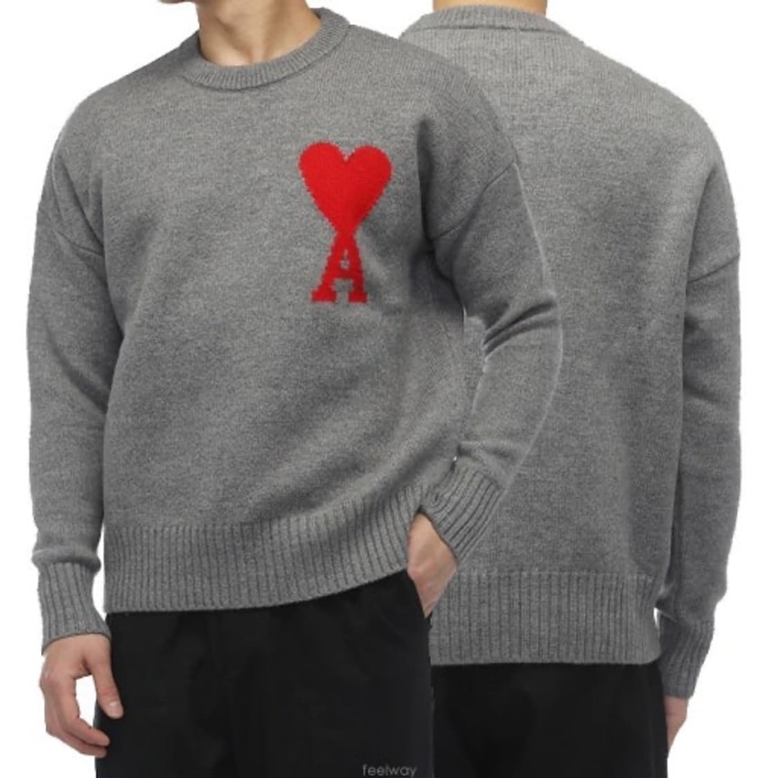 아미 빅하트 로고 회색 니트  상품이미지2