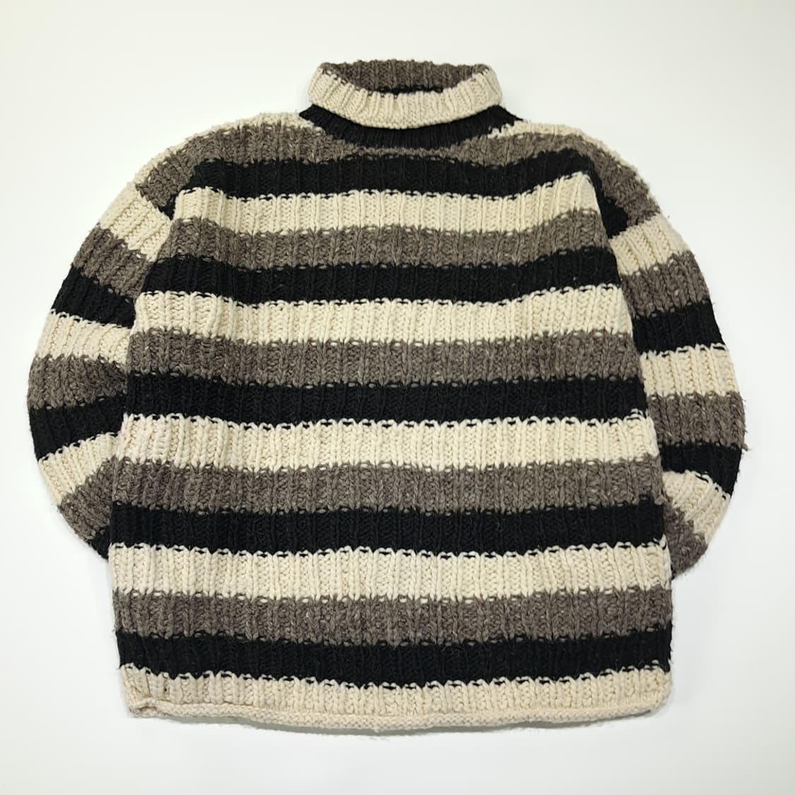 CL208 L 카라반 에콰도르 핸드니트 울 스트라이프 롤넥 니트 스웨터 상품이미지1