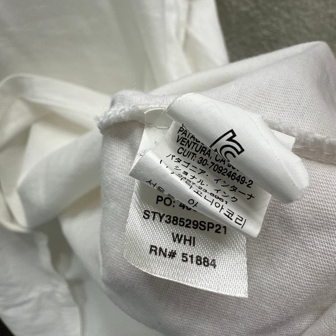 [S] 파타고니아 화이트 반팔 티셔츠 상품이미지6