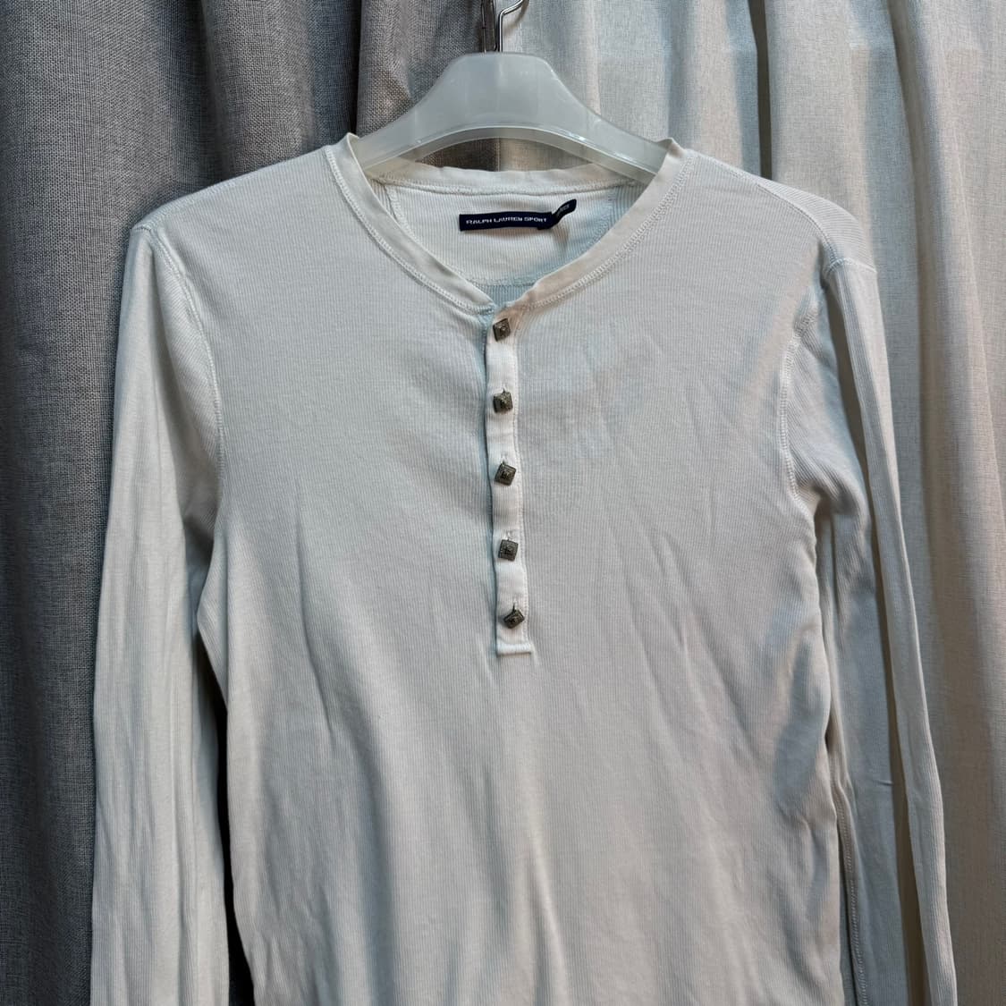 [L] 랄프로렌 화이트 헨리넥 긴팔티셔츠 상품이미지3