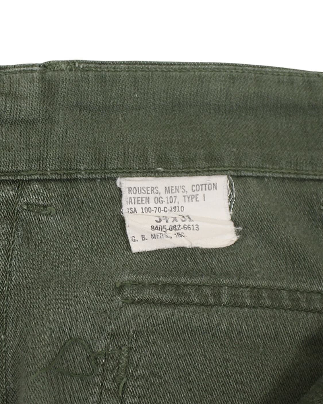 1970 US Army OG107 사틴 미군 퍼티그 팬츠 베이커 밀리터리 상품이미지4