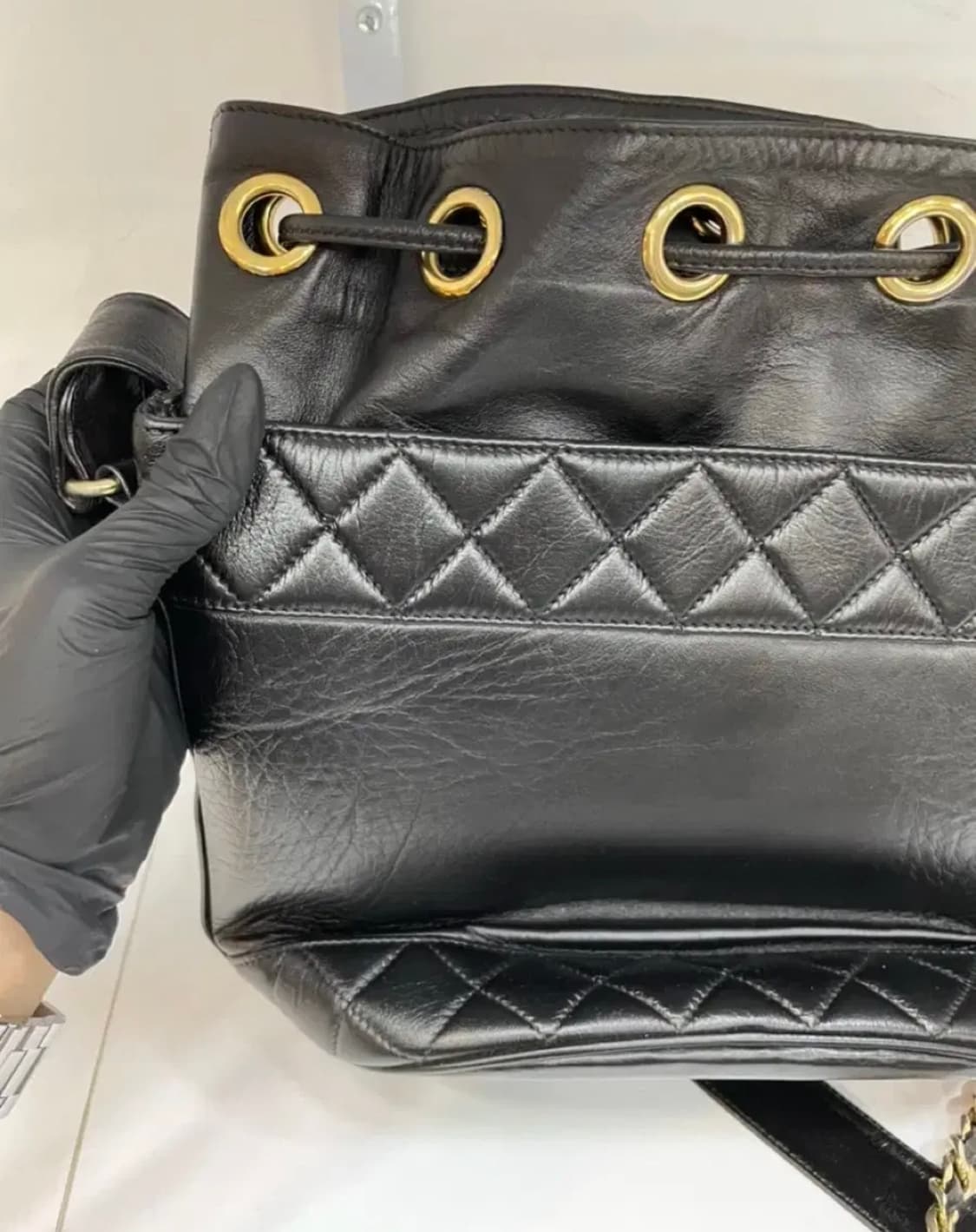 (빈티지) 샤넬 금장 램스킨 빅CC 버킷 크로스백 상품이미지5