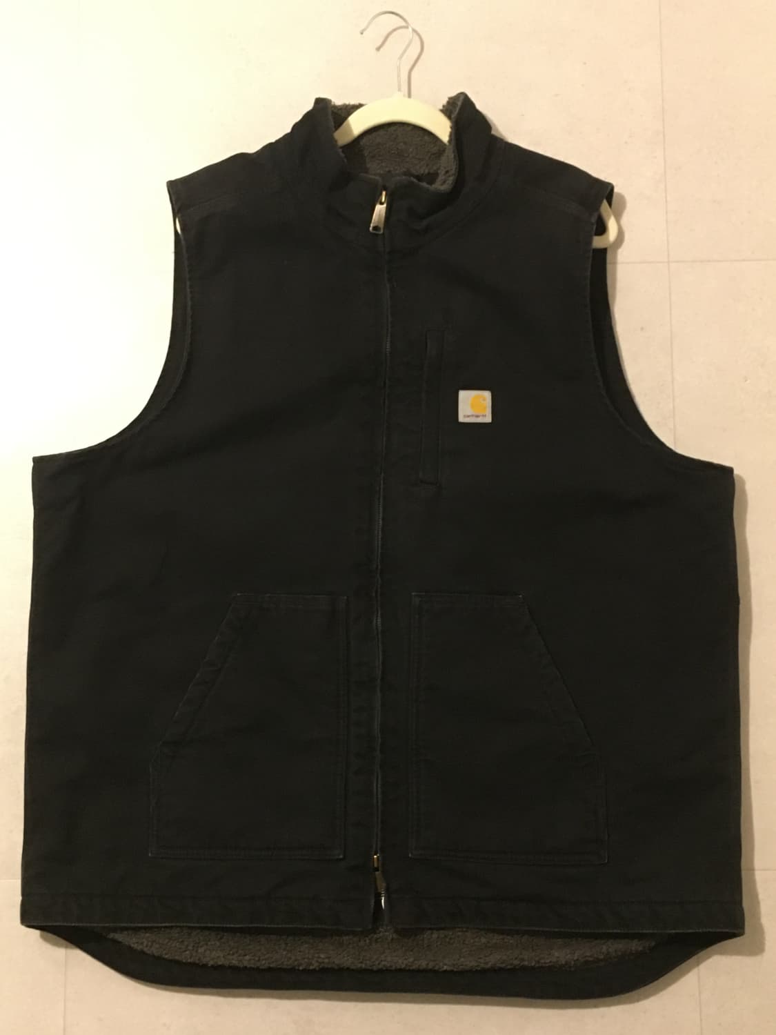 Carhartt-루즈 핏 워시트 덕 셰르파 안간 모크넥 조끼 블랙(XL) 상품이미지2