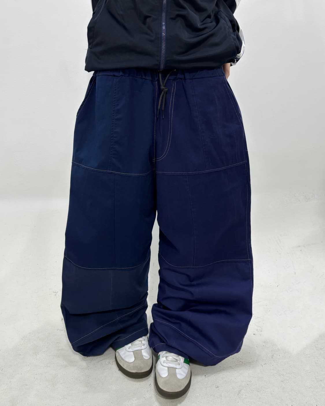 90s 올드스쿨 커스텀벌룬 네이비 와이드 팬츠 상품이미지1