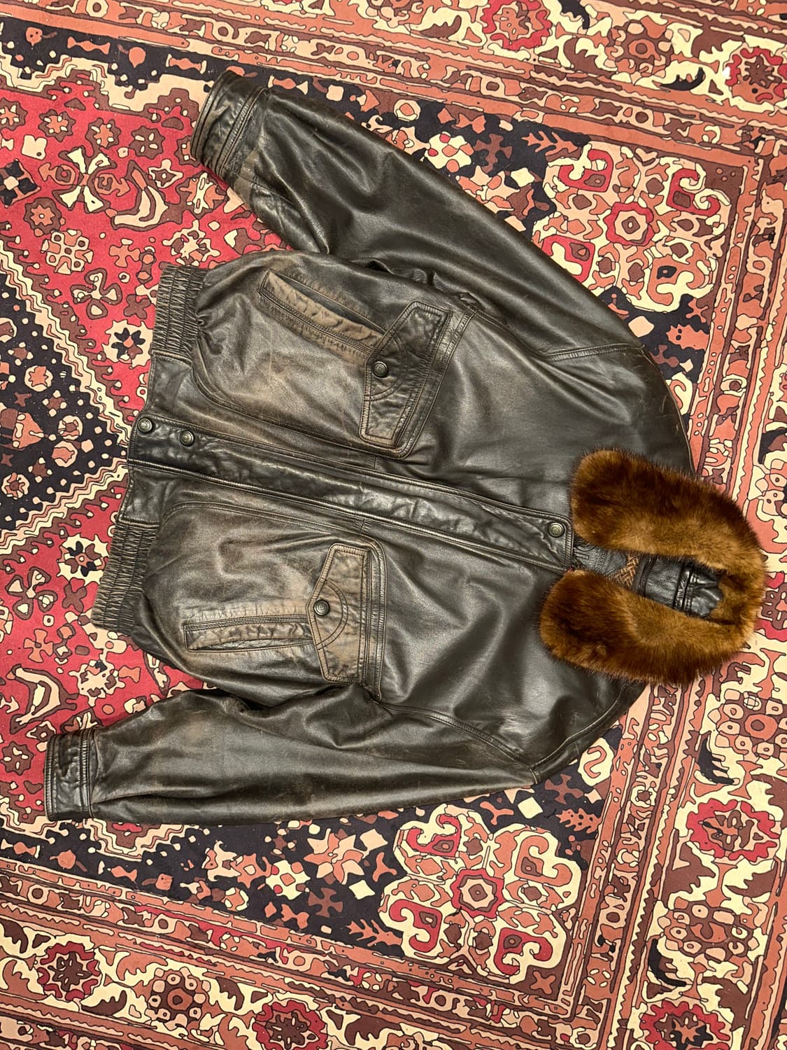 ( L-XL ) 가죽자켓 봄버자켓 레더자켓 빈티지가죽 양가죽 a2가죽 상품이미지5