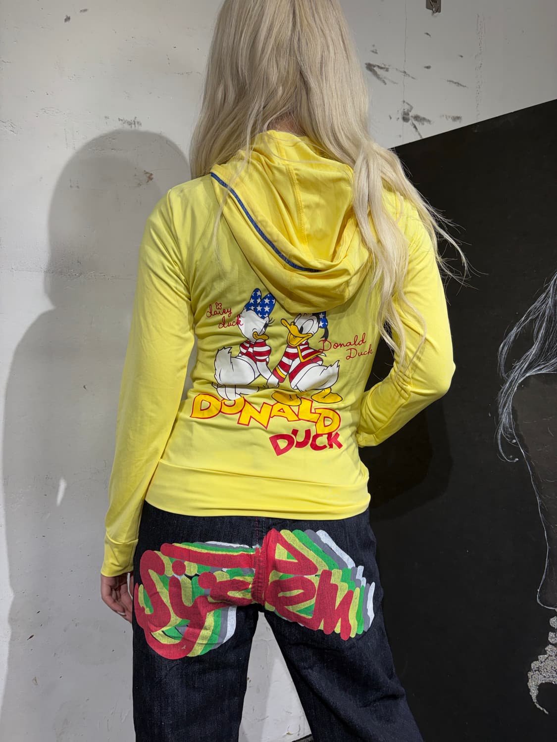 JPN 일본 빈티지 Disney 딱붙핏 와투케 도널드덕 후드집업 져지 상품이미지1