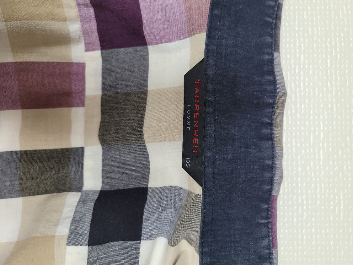 지이크 SIEG 남자 마혼방 7부 체크 셔츠 105 퍼플  상품이미지9