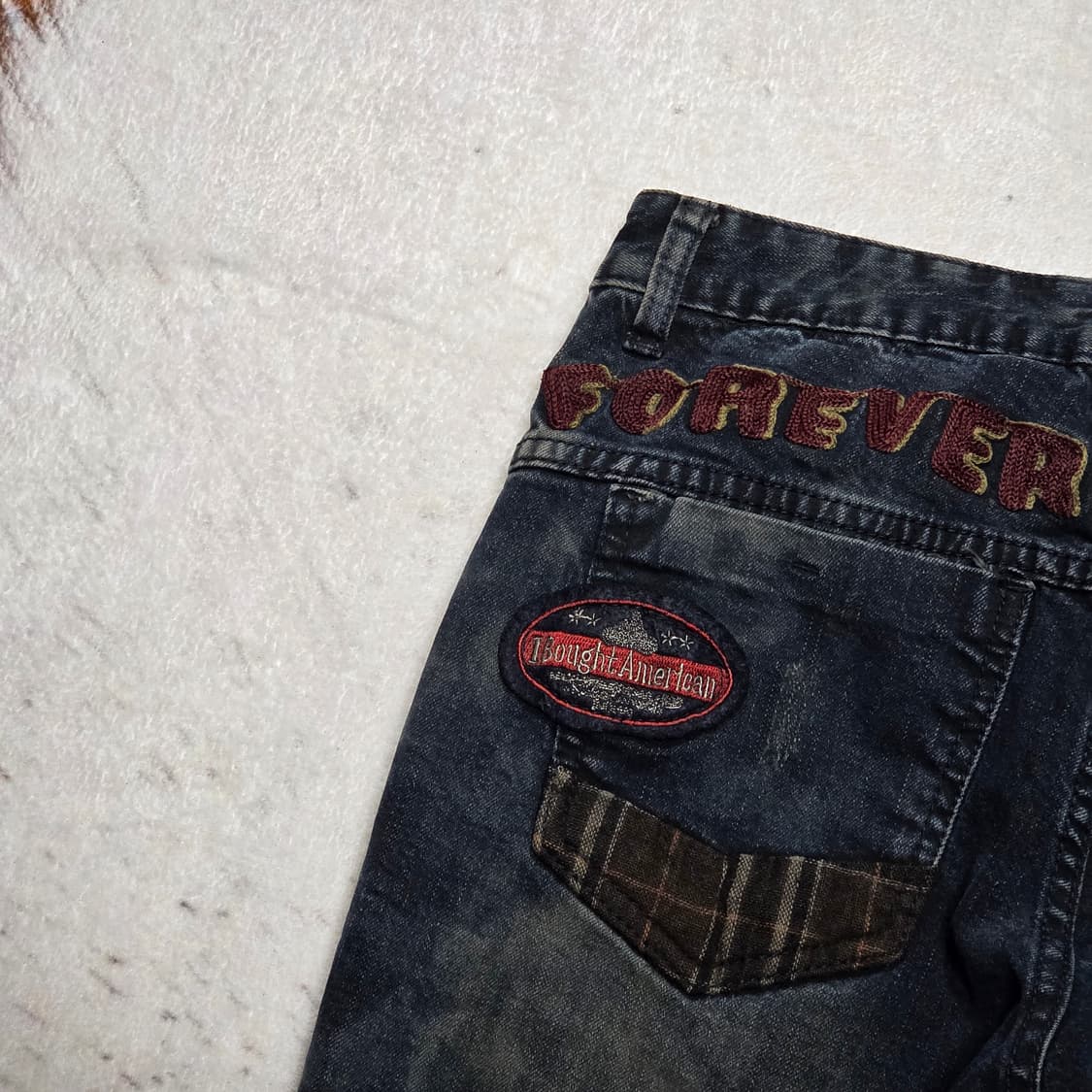 빈티지 펑크 스컬자수 데님팬츠 상품이미지3