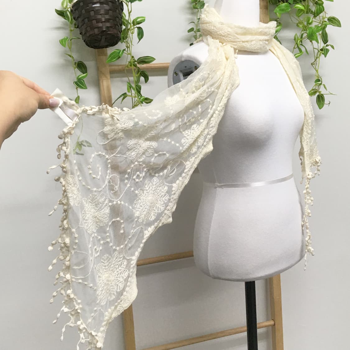 JPN/ 레이스스카프 아이보리스카프 모리걸스카프 모리룩스카프 상품이미지5