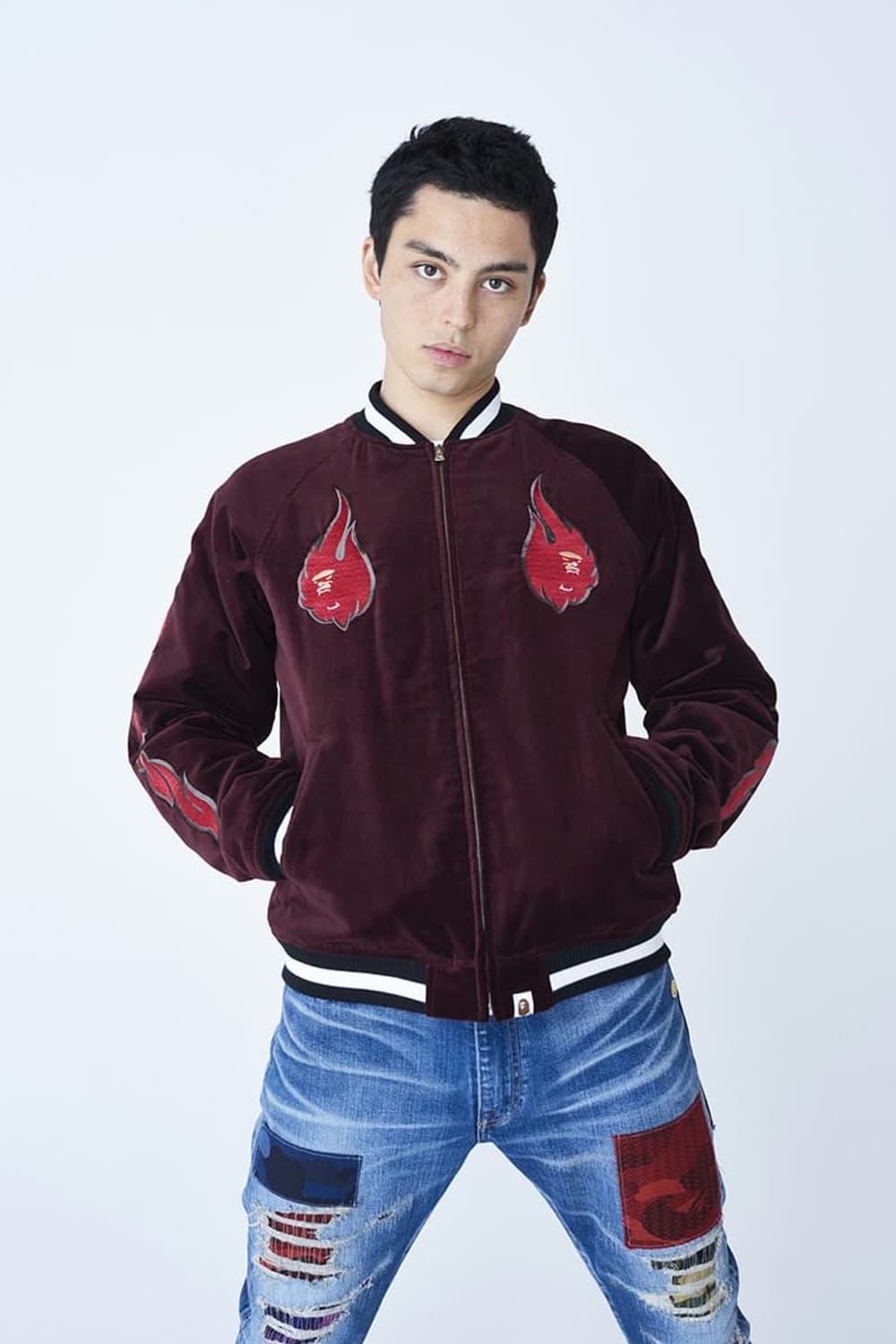 베이프 벨루어 수베니 어 버건디 자켓 상품이미지1