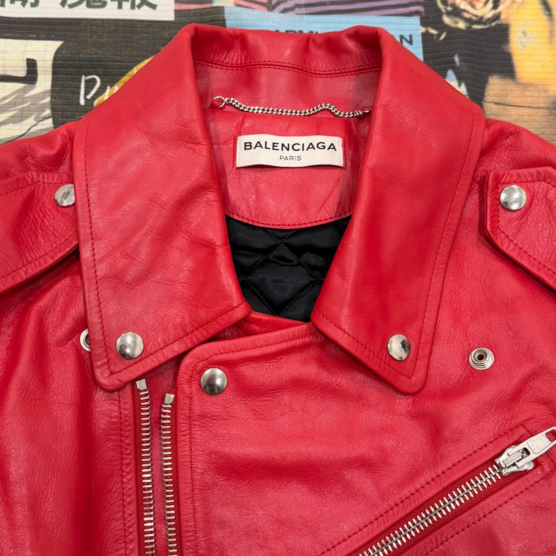 BALENCIAGA swing red leather biker 36 상품이미지3