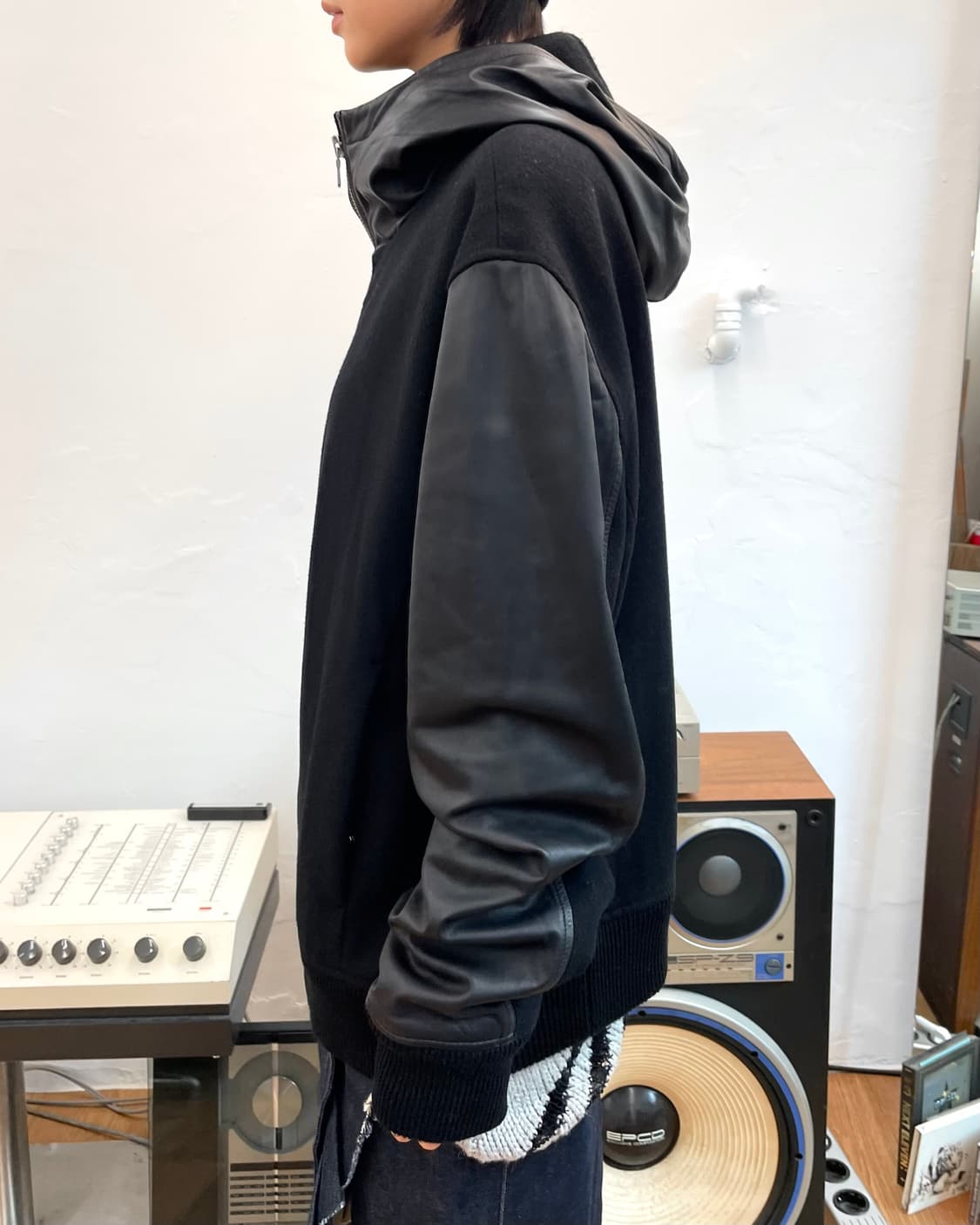 [XL] 아르마니 익스체인지 울 레더 후드 자켓 상품이미지3