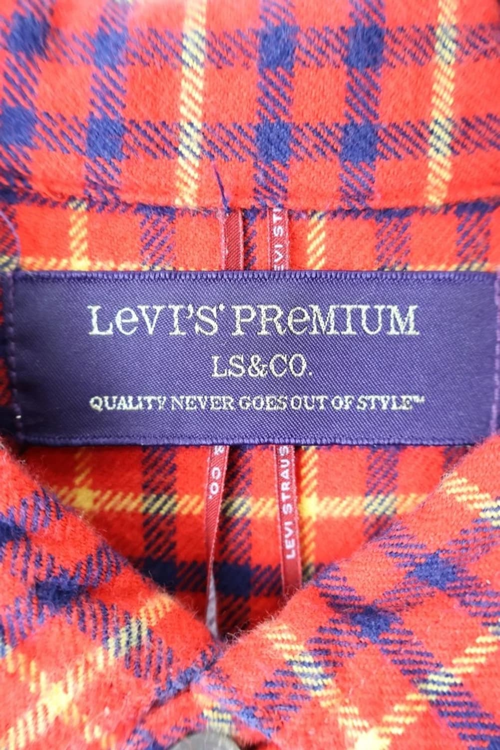 Levi's Premium Red Plaid Flannel Shirt 상품이미지5