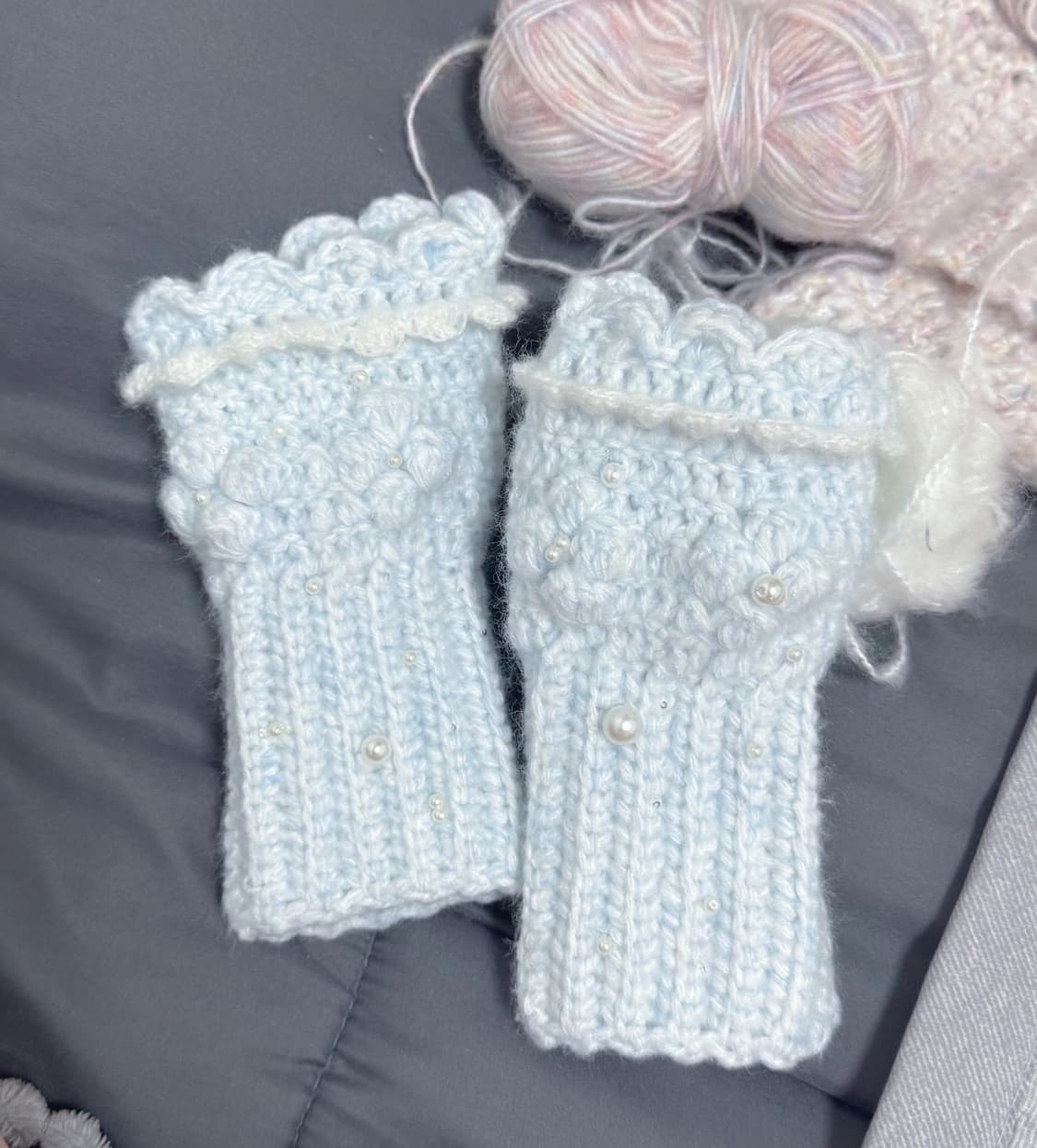 Handmade 뜨개워머 방울 레이스 상품이미지1