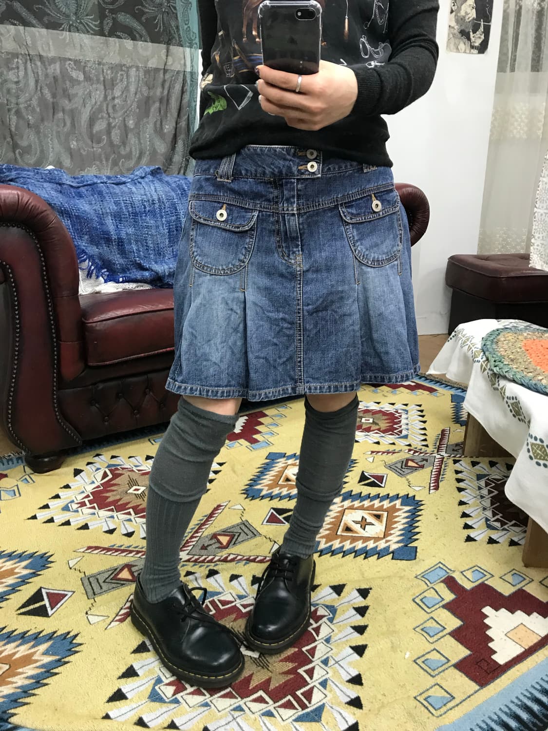 뱅뱅 여성 빈티지 데님 미니스커트 (Z1054) 상품이미지1