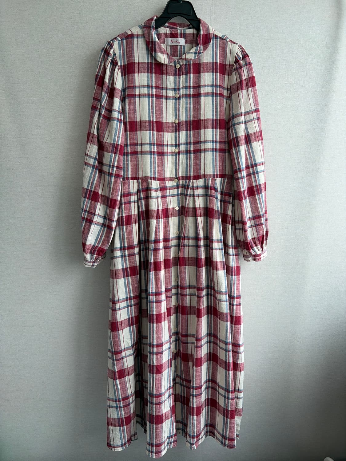 Rosebay 린넨 체크 롱 원피스 상품이미지1