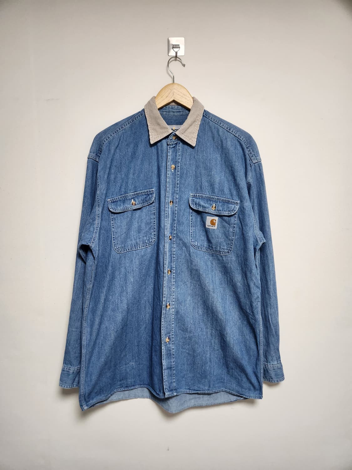 칼하트Carhartt 카라 배색 데님 셔츠 L - S191 상품이미지1