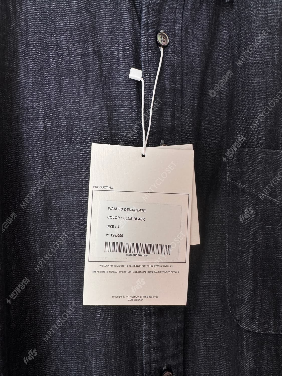 [4] Intheraw 인더로우 워시드 데님셔츠 블루블랙 상품이미지4