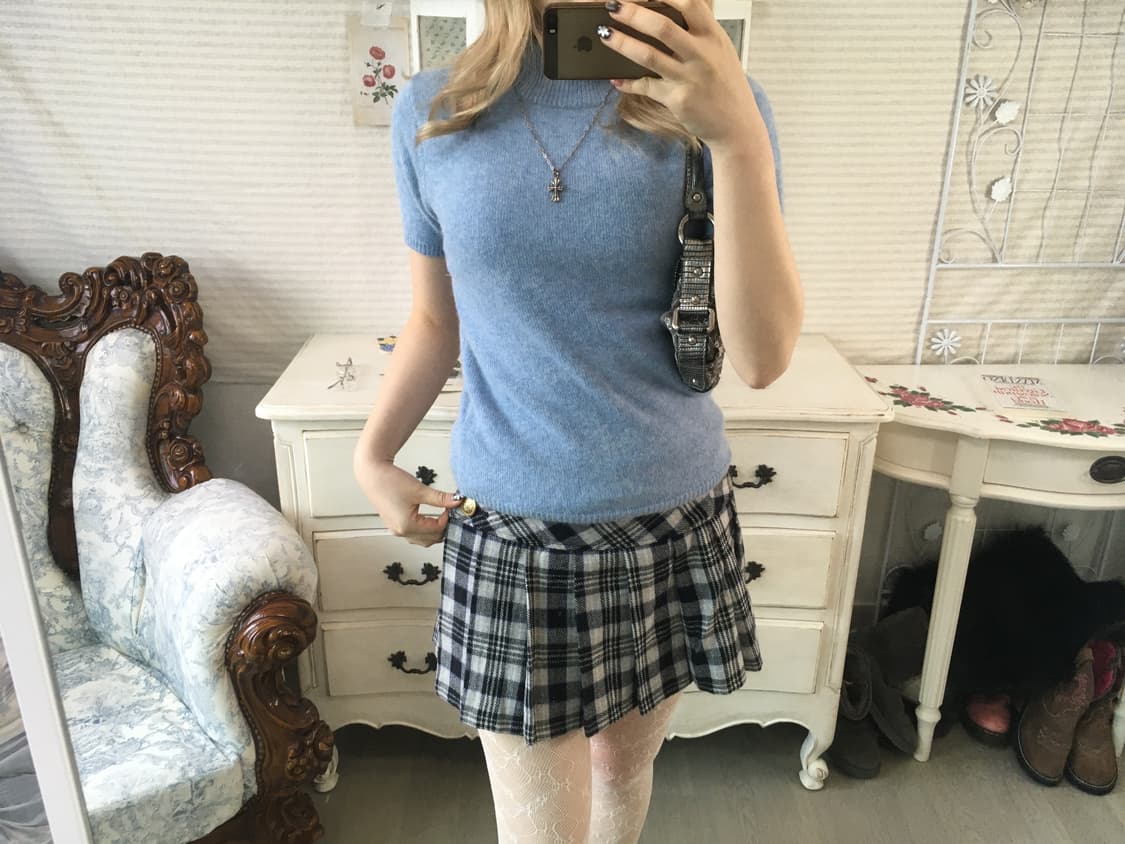 jpn vintage sora wool pullover half knit 상품이미지5