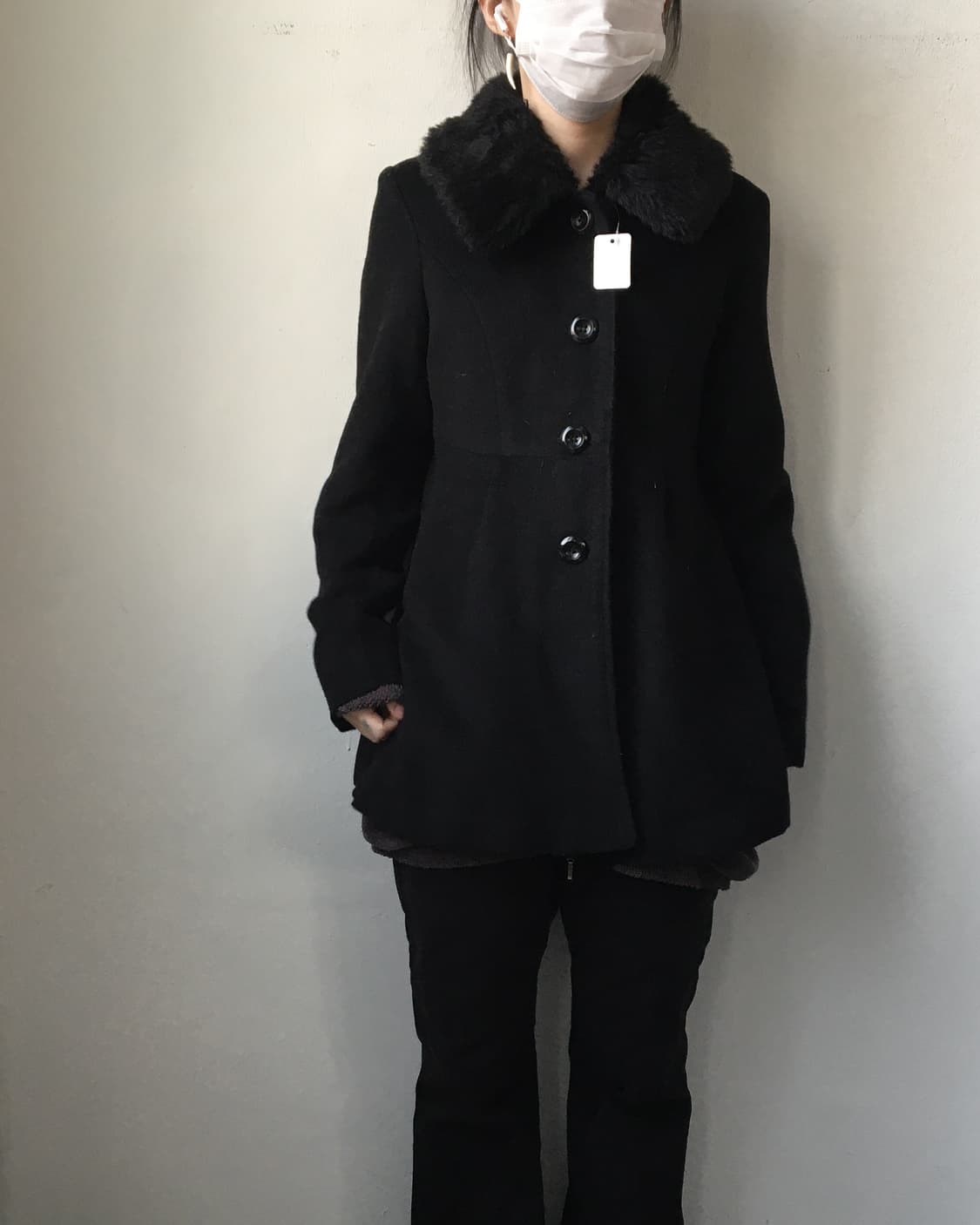 Fake fur collar point coat 상품이미지6